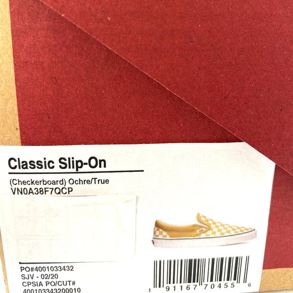 VANS Classic Slip-On Checkerboard Ochre Yellow Men's Sneakers Size VN0A38F7QCP - Picture 10 of 10